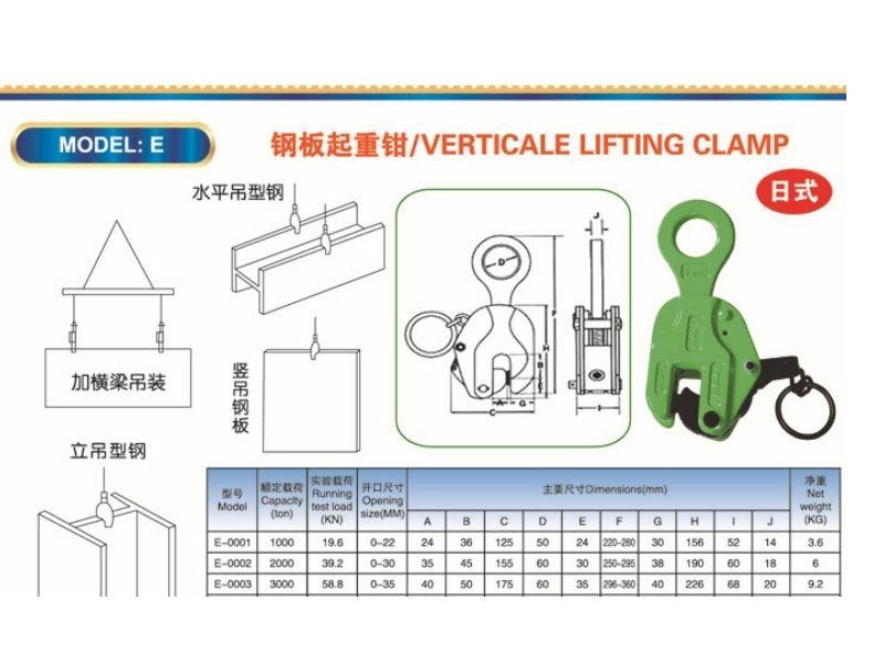 Kẹp tôn đứng 2 tấn 11 bảng thông số kẹp tôn đứng